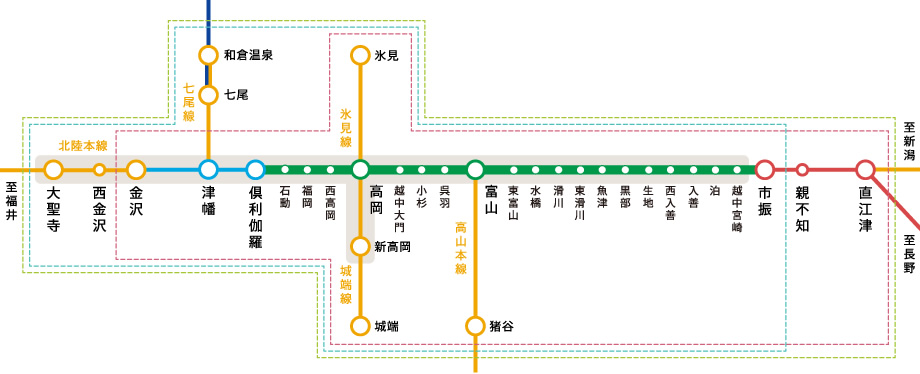 普通乗車券の発売範囲図