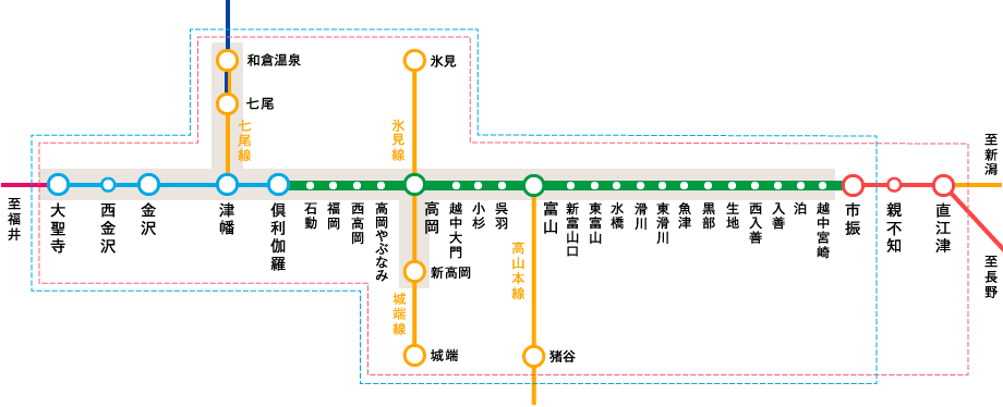 普通乗車券の発売範囲図