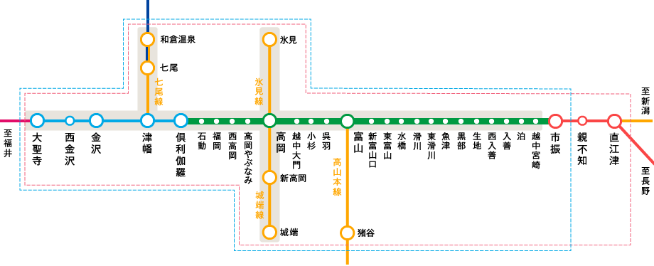 普通乗車券の発売範囲図