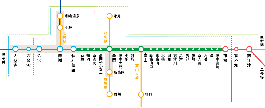 普通乗車券の発売範囲図