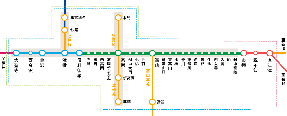定期乗車券の発売範囲図
