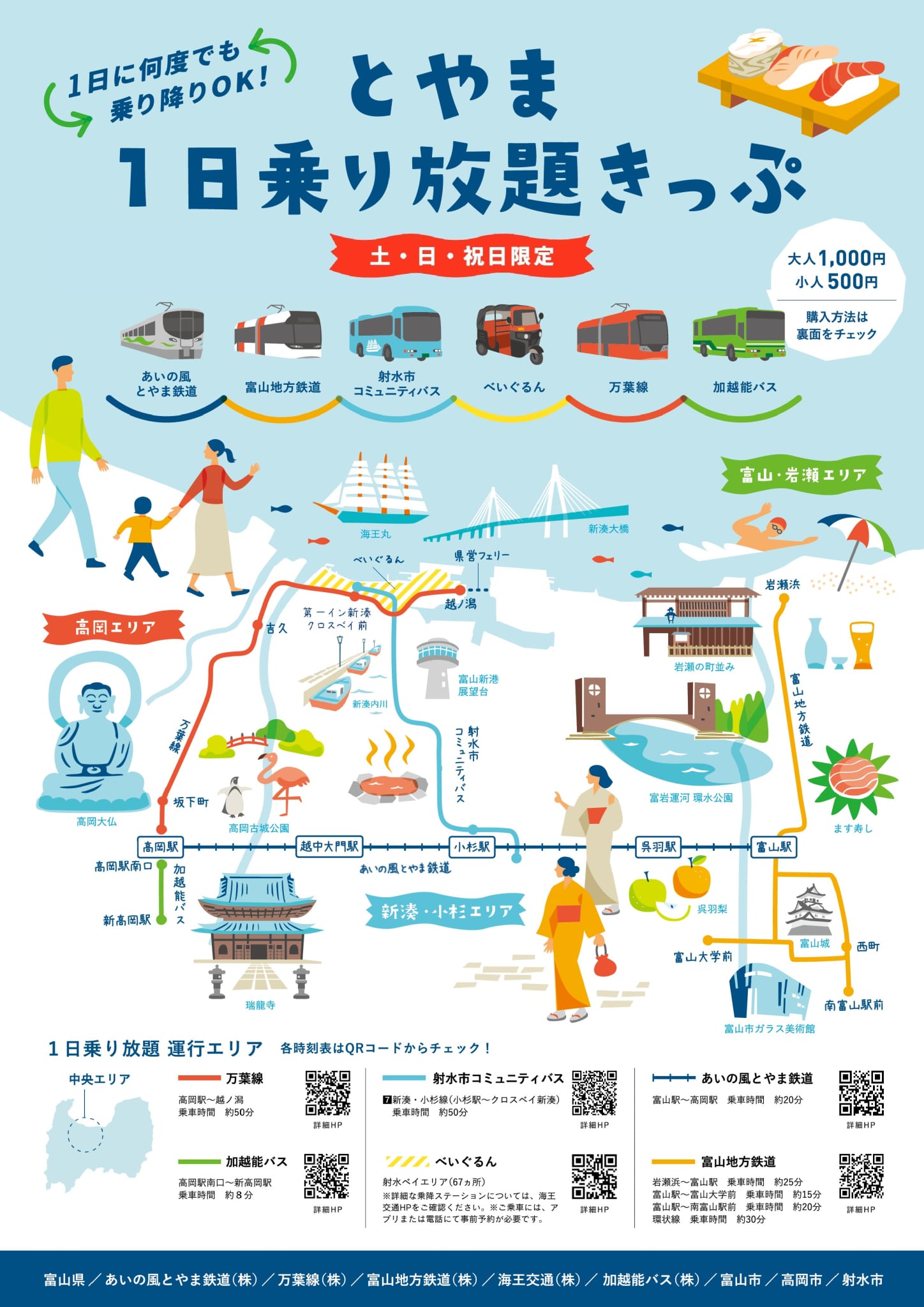 とやま１日乗り放題きっぷ（中央エリア）のチラシ